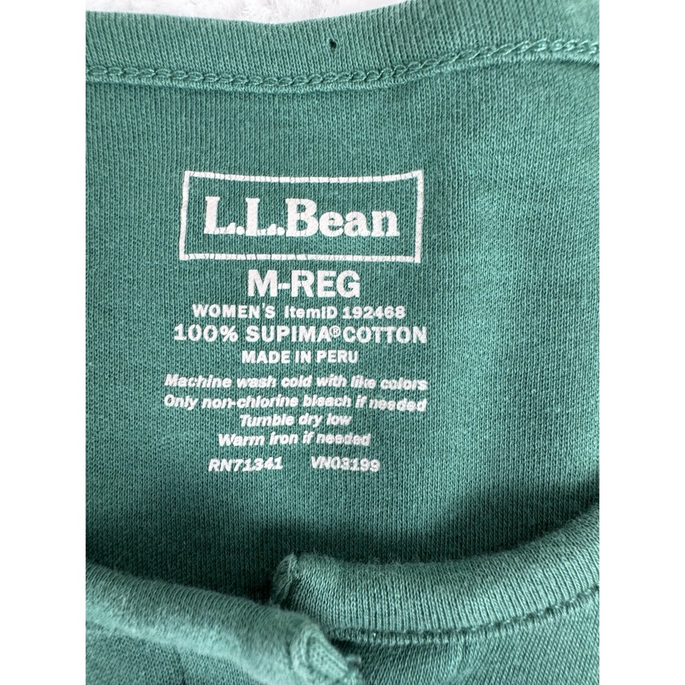 L.L. Bean 100% Supima Cotton Teal Green Long Sleeve Pearl Button Cardigan Knit M - Picture 6 of 10